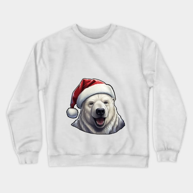 Polar Bear Wearing a Santa Hat Crewneck Sweatshirt by PitubeArt